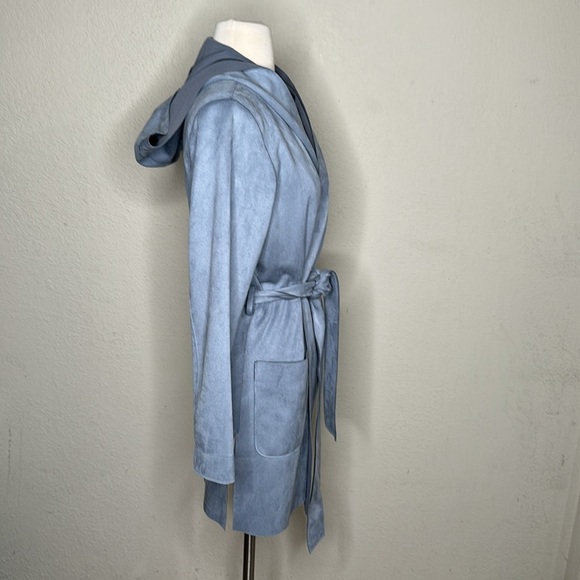 NWOT Zara Faux Suede Wrap Jacket Coat on Light Blue Size Small Pastel - Picture 4 of 6